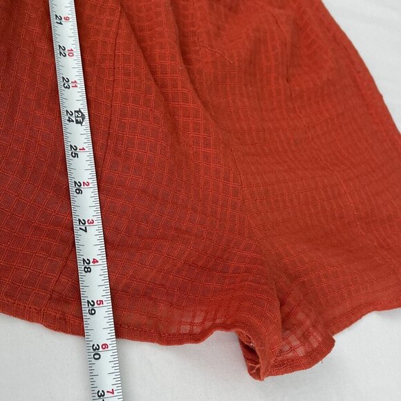 ASOS Eyelet Textured Ruched Tie Cutout Burnt Orange Puff Sleeve Playsuit Women 2 - Picture 10 of 12